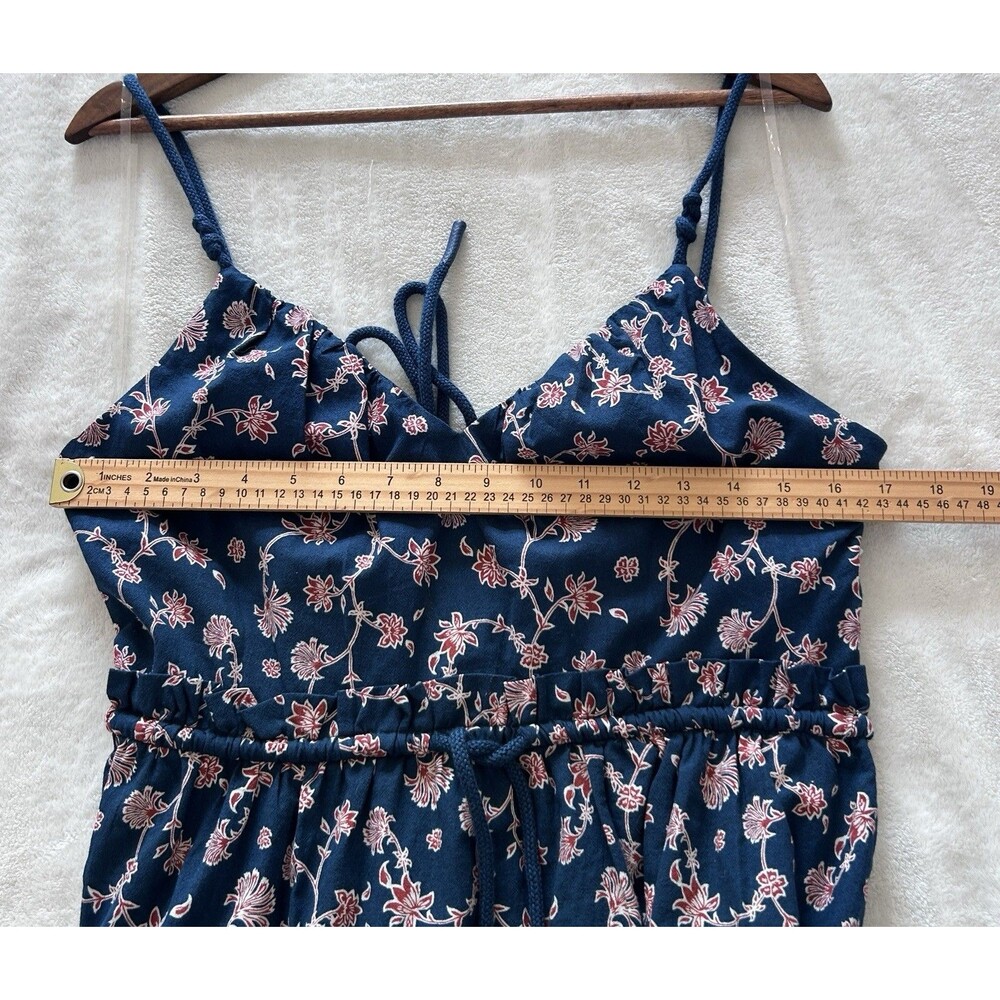 Future Collective Maxi Dress Medium Navy Floral Tie Waist Strappy Summer Boho - Picture 9 of 13
